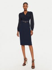 Rinascimento Sukienka koktajlowa CFC0120006003 Granatowy Regular Fit. Niebieskie sukienki damskie Rinascimento, bez wzorów, z syntetyku, wizytowe, bez ramiączek. Za 479.99 zł.