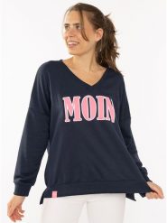 Zwillingsherz Bluza "Moin" w kolorze granatowym rozmiar: L/XL. Niebieskie bluzy damskie Zwillingsherz, l, bez wzorów, bez kaptura. Za 165.71 zł.