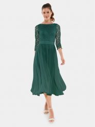 Swing Sukienka koktajlowa 77761710 Zielony Regular Fit. Zielone sukienki damskie Swing, bez wzorów, z syntetyku, wizytowe, bez ramiączek. Za 379.99 zł.