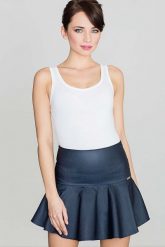 Niebieska Szykowna Mini Spódnica Wykończona Szeroką Falbanką. Niebieskie spódnice damskie Katrus, l, bez wzorów, z elastanu, eleganckie, mini. Za 179.00 zł.