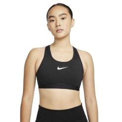 Damski Biustonosz Sportowy Z Logo Femme. Czarne biustonosze sportowe damskie Nike, bez wzorów. Za 76.99 zł.