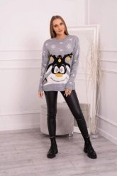 Sweter świąteczny z reniferem szary. Szare swetry klasyczne damskie KESI, l, z wełny, bez kołnierzyka, plus size. Za 125.45 zł.