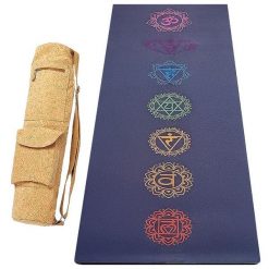 Antypoślizgowa mata do jogi Comfort 5mm, guma-mikrofibra +Torba z korka 7 czakr. Brązowe torby sportowe ACHAMANA, bez wzorów, z bawełny, duże. Za 550.00 zł.