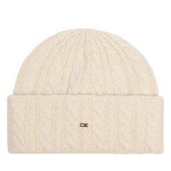 Czapka Tommy Hilfiger. Białe czapki damskie Tommy Hilfiger, na zimę, bez wzorów. Za 249.99 zł.