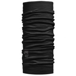 Komin chusta wielofunkcyjna z wełny merino lightweight. Czarne chusty damskie Buff, na jesień, bez wzorów, z materiału. Za 99.99 zł.