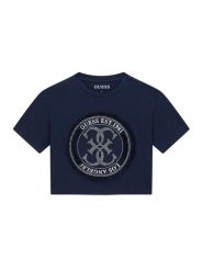 Guess T-Shirt J6GI07 K6YW4 Granatowy Relaxed Fit. Niebieskie koszulki i t-shirty dziewczęce Guess, z aplikacjami, z bawełny, bez kołnierzyka, bez ramiączek. Za 119.99 zł.
