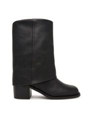 Aldo Botki Nolya 14183579 Czarny. Czarne botki damskie ALDO, ze skóry, bez obcasa, na słupku, bez zapięcia. Za 729.99 zł.