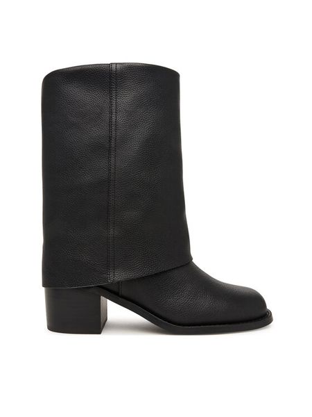 Aldo Botki Nolya 14183579 Czarny. Czarne botki damskie ALDO, ze skóry, bez obcasa, na słupku, bez zapięcia. Za 729.99 zł.