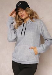 Jasnoszara Bluza z Kapturem i Kieszenią i Polarowym Wykończeniem Dafenna. Szare bluzy damskie Renee, xl, bez wzorów, z polaru, z kapturem. Za 69.99 zł.