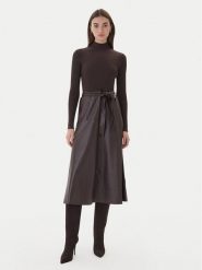 TWINSET Sukienka dzianinowa 252TT3560 Brązowy Slim Fit. Brązowe sukienki damskie Twinset, bez wzorów, z dzianiny, bez ramiączek. Za 1,209.00 zł.