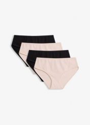 Figi maxi panty z miękkiej bawełny (4 pary). Czarne figi bonprix, bez wzorów, z bawełny. Za 72.99 zł.
