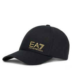 Czapka z daszkiem EA7 Emporio Armani. Czarne czapki z daszkiem damskie EA7 Emporio Armani, bez wzorów. Za 169.99 zł.