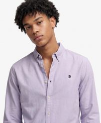 Superdry Preppy Oxford koszula z długim rękawem z bawełny organicznej - Light. Fioletowe koszule damskie Superdry, l, bez wzorów, z bawełny, bez kołnierzyka, bez ramiączek. Za 319.40 zł.
