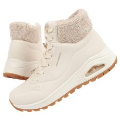Buty damskie Skechers Uno Rugged. Białe obuwie sportowe damskie Skechers, ze skóry, bez zapięcia. Za 349.90 zł.