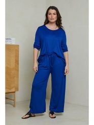 Curvy Lady 2-częściowy zestaw sportowy w kolorze niebieskim rozmiar: 48/50. Niebieskie spodnie materiałowe damskie Curvy Lady, bez wzorów, z materiału. Za 167.67 zł.