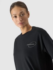 4F T-shirt oversize z nadrukiem damski - czarny XL. Czarne t-shirty damskie 4F, xl, bez wzorów, z bawełny, bez kołnierzyka. W wyprzedaży za 39.99 zł.