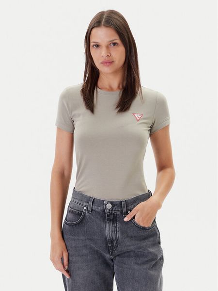 Guess T-Shirt W2YI44 J1314 Khaki Regular Fit. Brązowe t-shirty damskie Guess, s, z aplikacjami, z bawełny, bez kołnierzyka. Za 134.99 zł.