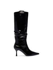 KARL LAGERFELD Kozaki Klarice KL32390 Czarny. Czarne kozaki damskie KARL LAGERFELD, ze skóry, bez obcasa, na szpilce, bez zapięcia. Za 1,449.00 zł.