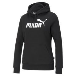 Damska bluza z kapturem z logo Essentials PUMA Black. Czarne bluzy damskie Puma, xs, bez wzorów, z kapturem. Za 165.85 zł.