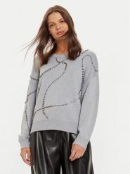 Liu Jo Sweter WF4174 MS49I Szary Regular Fit. Szare swetry klasyczne damskie Liu Jo, xs, z wiskozy, bez kołnierzyka. Za 329.99 zł.