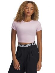 Under Armour Koszulka w kolorze jasnoróżowym rozmiar: XS. Różowe koszulki damskie Under Armour, xs, bez wzorów, bez kołnierzyka, bez ramiączek. Za 59.45 zł.