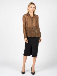 Pinko Koszula "Smorzare 28" | 1N13D4 Y89X | Smorzare Camicia | Kobieta | Czarny, Brązowy. Brązowe koszule damskie Pinko, bez wzorów, z tkaniny, bez kołnierzyka, bez ramiączek. W wyprzedaży za 229.00 zł.