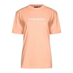 Koszulka damska Napapijri S-Box. Czerwone koszulki damskie Napapijri, s, bez wzorów, bez kołnierzyka, bez ramiączek. Za 129.99 zł.