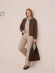 Jeansy wide leg z przeszyciami - brązowy. Brązowe jeansy damskie Sinsay. Za 69.99 zł.