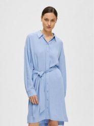 Selected Femme Sukienka koszulowa 16089666 Niebieski Relaxed Fit. Niebieskie sukienki damskie Selected Femme, bez wzorów, z wiskozy, bez ramiączek. Za 239.99 zł.