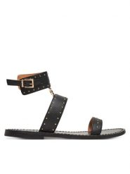 TWINSET Sandały 251GCJ04C Czarny. Czarne sandały damskie Twinset, bez wzorów, ze skóry, bez obcasa, na płaskiej podeszwie, bez zapięcia. Za 359.99 zł.