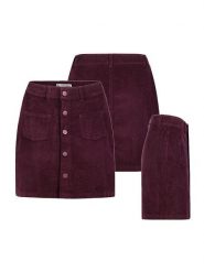 Eight2Nine Spódnica sztruksowa w kolorze bordowym rozmiar: L. Czerwone spódnice damskie Eight2Nine, l, bez wzorów, prążkowane, mini. Za 113.63 zł.