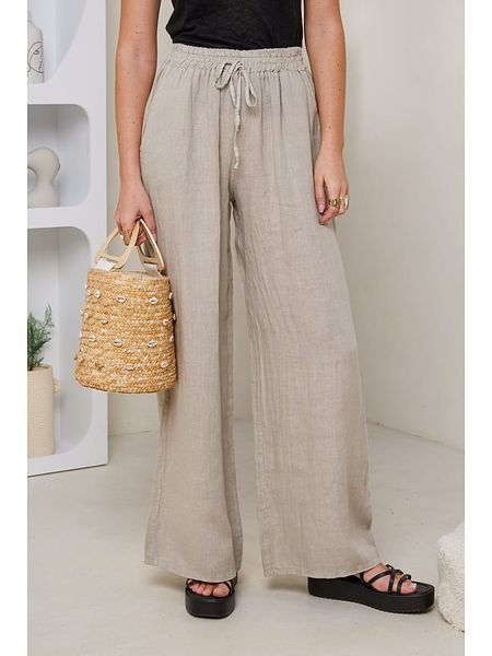 Rodier Lin Lniane spodnie w kolorze beżowym rozmiar: XL/XXL. Brązowe spodnie materiałowe damskie Rodier Lin, bez wzorów, ze lnu. Za 136.45 zł.