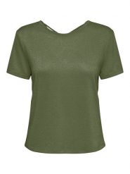 ONLY Koszulka w kolorze khaki rozmiar: L. Brązowe bluzki damskie Only, l, bez wzorów, z wiskozy, bez kołnierzyka, bez ramiączek. Za 61.46 zł.