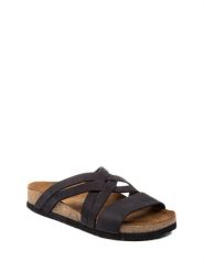 Comfortfusse Skórzane klapki w kolorze czarnym rozmiar: 39. Czarne klapki damskie Comfortfüße, bez wzorów, z otwartym noskiem, bez obcasa, bez zapięcia. Za 201.55 zł.