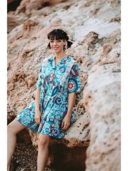Isla Bonita by SIGRIS Sukienka w kolorze turkusowym rozmiar: XL. Niebieskie sukienki damskie Isla Bonita by SIGRIS, bez wzorów, z bawełny, bez ramiączek. Za 132.36 zł.