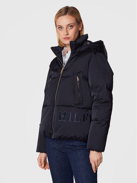 Tommy Hilfiger Kurtka puchowa Sateen WW0WW36062 Granatowy Regular Fit. Niebieskie kurtki damskie Tommy Hilfiger, xl, bez wzorów, z puchu, bez kaptura. Za 969.99 zł.