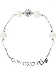 Pearl Addict Srebrna bransoletka z perłami i kryształami rozmiar: onesize. Białe bransoletki damskie Pearl Addict, srebrne. Za 217.99 zł.
