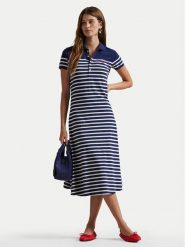 Polo Ralph Lauren Sukienka codzienna 211959122001 Granatowy Regular Fit. Niebieskie sukienki damskie Polo Ralph Lauren, bez wzorów, z bawełny, bez ramiączek. Za 709.99 zł.