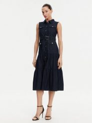 Morgan Sukienka jeansowa 251-RNAUTICA Granatowy Regular Fit. Niebieskie sukienki damskie Morgan, bez wzorów, z bawełny, bez ramiączek. Za 329.99 zł.