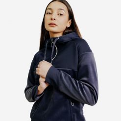 Bluza jeździecka damska 900 ciepła. Niebieskie bluzy damskie FOUGANZA, na zimę, m, bez wzorów, z materiału, z kapturem. Za 149.99 zł.