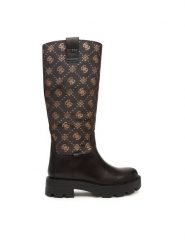 Guess Kozaki FLFYNN FAL11 Brązowy. Brązowe kozaki damskie Guess, z materiału, bez obcasa, na płaskiej podeszwie, bez zapięcia. Za 749.99 zł.