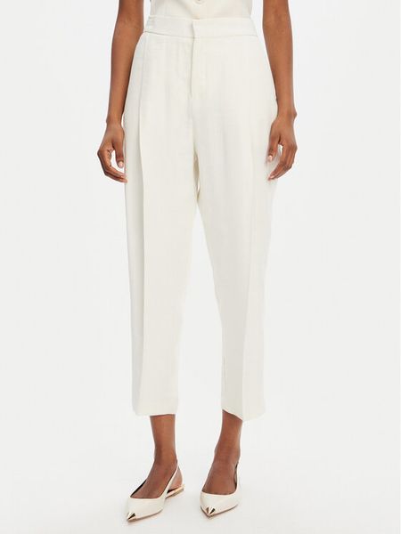 Elisabetta Franchi Spodnie materiałowe PA-094-52E2-V450 Écru Regular Fit. Spodnie materiałowe damskie Elisabetta Franchi, bez wzorów, ze lnu. Za 929.99 zł.