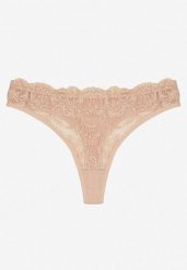 Beżowe Koronkowe Majtki Stringi z Bawełny Venalora. Brązowe stringi Born2be, bez wzorów, z bawełny. Za 4.99 zł.