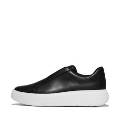 Damskie skórzane trampki bez sznurowadeł FitFlop Rtg. Szare trampki damskie FIT FLOP, bez wzorów, ze skóry, bez zapięcia. Za 534.50 zł.