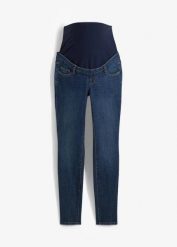 Jeansy ciążowe skinny z bawełną organiczną. Niebieskie jeansy damskie bonprix, bez wzorów, z bawełny. Za 169.99 zł.