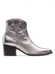 Clarks Skórzane botki "Elder Rae" w kolorze srebrnym rozmiar: 40. Szare botki damskie Clarks, eleganckie, bez obcasa, bez zapięcia. Za 231.68 zł.