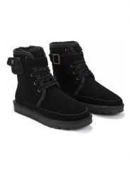 NICEBAY Skorzane kozaki zimowe "Gayana" w kolorze czarnym rozmiar: 40. Czarne kozaki damskie NICEBAY, na zimę, z materiału, bez obcasa, bez zapięcia. Za 274.10 zł.