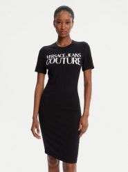 Versace Jeans Couture Sukienka codzienna 79HAOE05 CJ02E Czarny Slim Fit. Czarne sukienki damskie Versace Jeans Couture, bez wzorów, z bawełny, bez ramiączek. Za 429.99 zł.