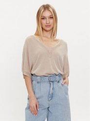 Morgan Bluzka 241-MCHRIS Beżowy Relaxed Fit. Brązowe bluzki damskie Morgan, s, bez wzorów, z wiskozy, bez kołnierzyka, bez ramiączek. Za 139.99 zł.