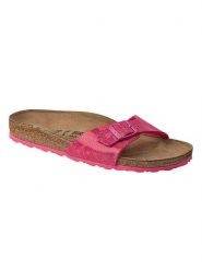 Birkenstock Klapki "Madrid" w kolorze różowym rozmiar: 37. Różowe klapki damskie Birkenstock, bez wzorów, z otwartym noskiem, bez obcasa, bez zapięcia. Za 222.41 zł.